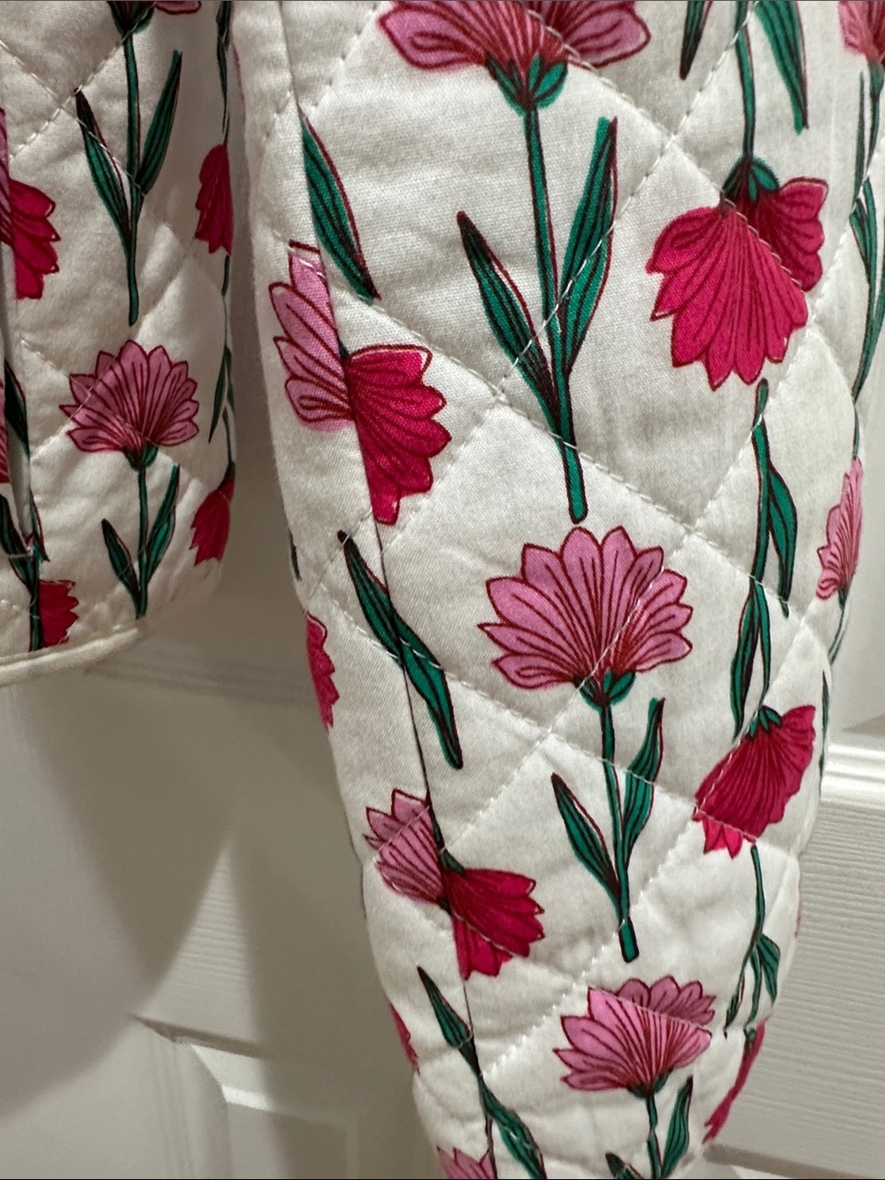 J. Crew White Quilted Jacket with Pink & Red Floral Embroidery - Picture 5 of 5